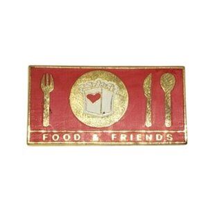 ASI 68390 Food And Friends Rectangle Rare Red Gold Hat Lapel Pin Button